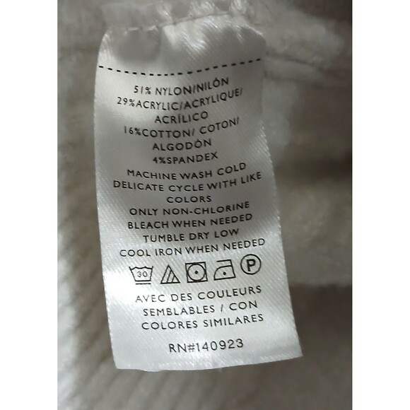 Y2K Preppy Cardigan Sweater LOFT Women’s L White Red Trim Ribbed Knit - Picture 7 of 7